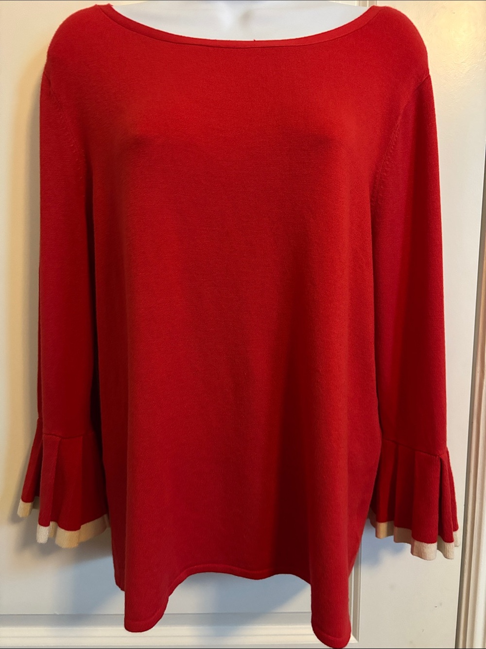 Limited Collection Women’s Red Long-Sleeve Ruffle Cuff Sweater L